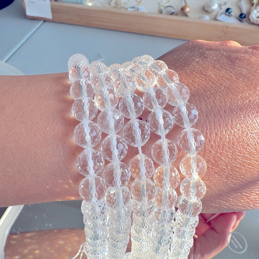Natural white crystal diamond faceted round beads DIY
